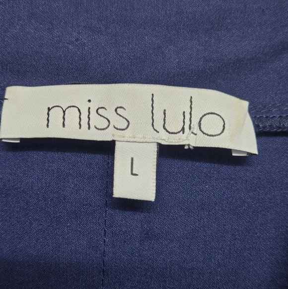 Miss Lulo Cotton Blend Midi Dress Sz Large Navy Blue 18-20" PTP, 40" Length - Picture 4 of 6